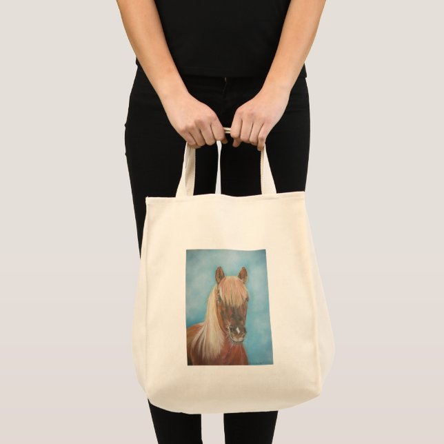 chestnut mare with blonde mane equine horse tote bag (Front (Product))