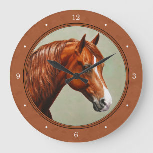 Chestnut Morgan Horse Rusty Red Large Clock