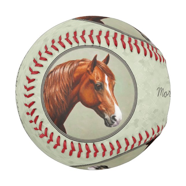 Chestnut Morgan Horse Sage Green Baseball (Front Left)