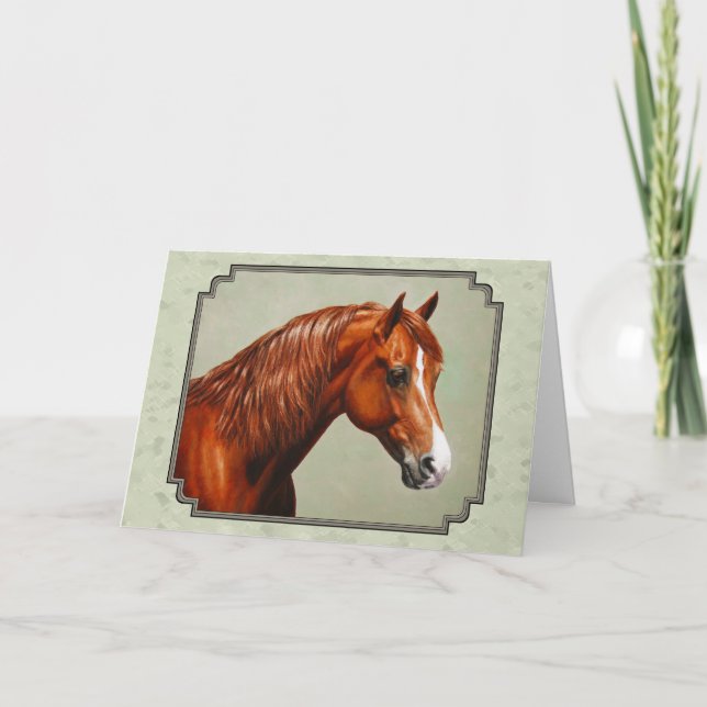 Chestnut Morgan Horse Sage Green Card (Front)