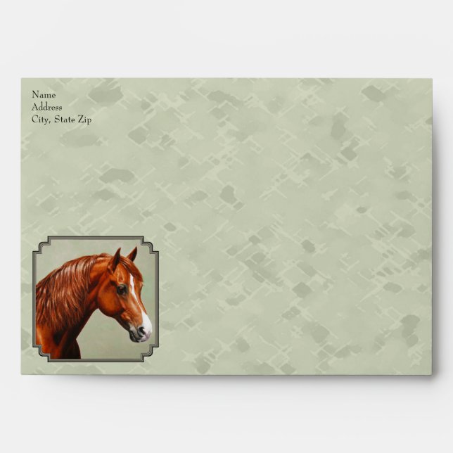 Chestnut Morgan Horse Sage Green Envelopes (Front)