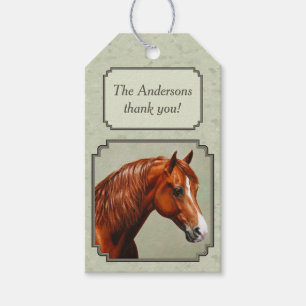 Chestnut Morgan Horse Sage Green Gift Tags