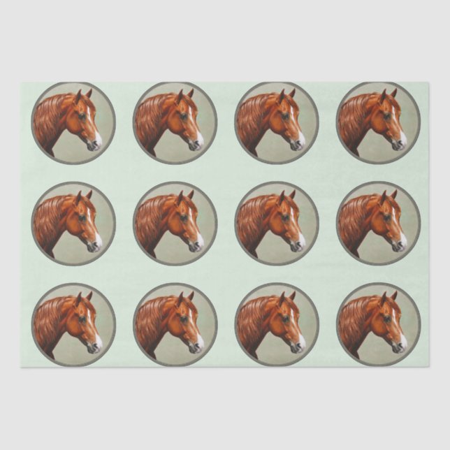 Chestnut Morgan Horse Sage Green Tissue Paper (Front)