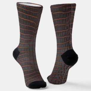 Chestnut Nile Crocodile Texture Print Socks