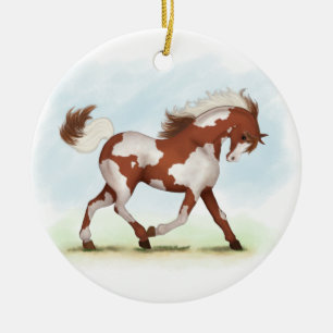 Chestnut Overo Skewbald Horse Ceramic Tree Decoration