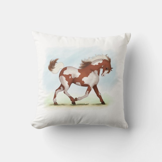 Chestnut Overo Skewbald Horse Cushion (Front)