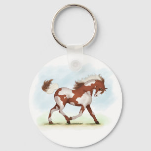 Chestnut Overo Skewbald Horse Key Ring