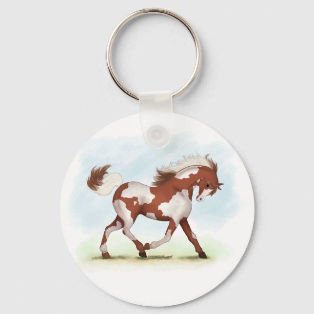 Chestnut Overo Skewbald Horse Key Ring (Front)