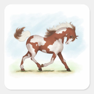 Chestnut Overo Skewbald Horse Square Sticker