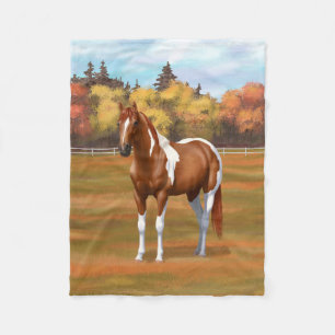 Chestnut Pinto Sorrel Paint Horse Stallion Fleece Blanket