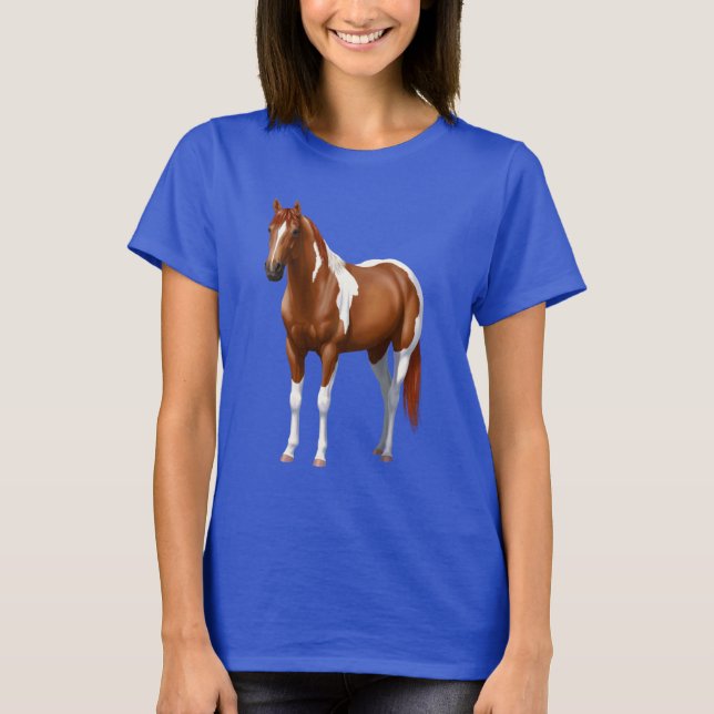 Chestnut Pinto Sorrel Paint Horse Stallion T-Shirt (Front)
