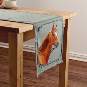Chestnut Sorrel Quarter Horse Sage Green Medium Table Runner