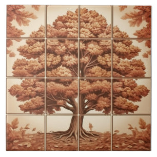 Chestnut Tree Autumn Orange Ceramic Tile