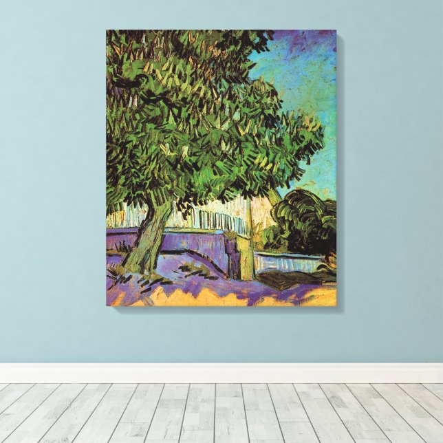 Chestnut Tree in Blossom by Vincent van Gogh Canvas Print (Insitu(Wood Floor))