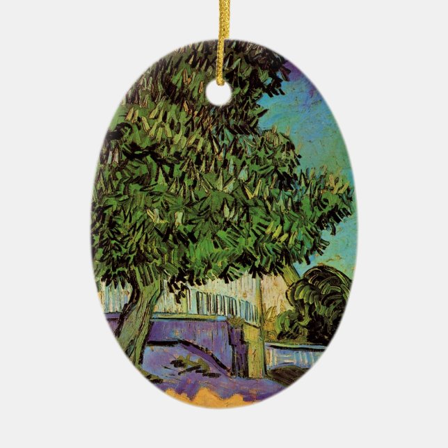 Chestnut Tree in Blossom by Vincent van Gogh Ceramic Tree Decoration (Front)