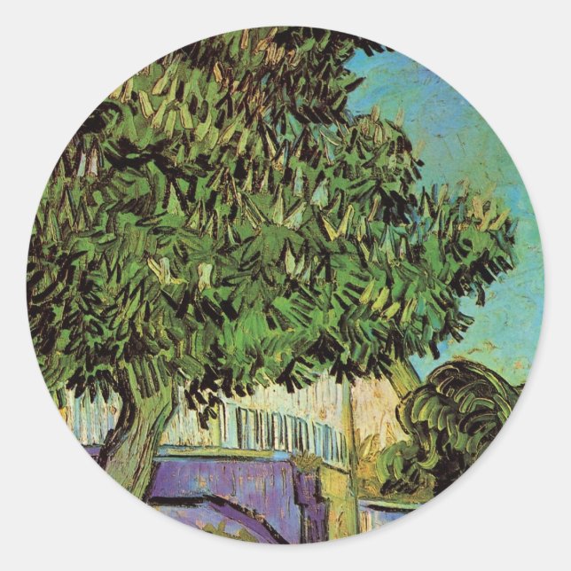 Chestnut Tree in Blossom by Vincent van Gogh Classic Round Sticker (Front)