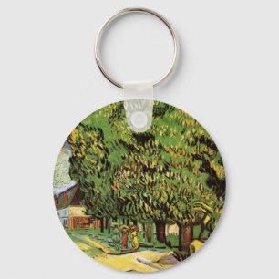 Chestnut Trees in Blossom by Vincent van Gogh Key Ring