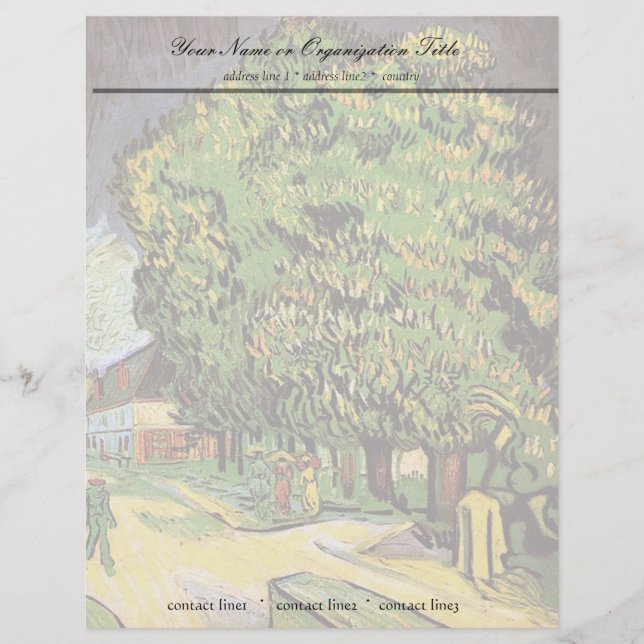 Chestnut Trees in Blossom, Vincent van Gogh. Letterhead (Front)