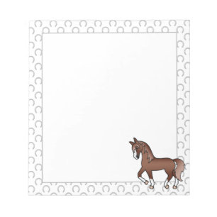 Chestnut Trotting Horse Cute Cartoon Illustration Notepad