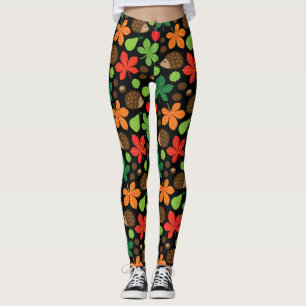 Chestnuts & Hedgehog Seamless Pattern Leggings