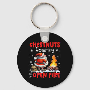 Chestnuts Roasting On Open Fire Funny Rude Santa C Key Ring