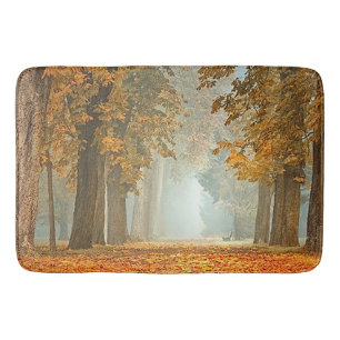 Chestnuts Tree Path in Autumn Shower Curtain Bath Mat
