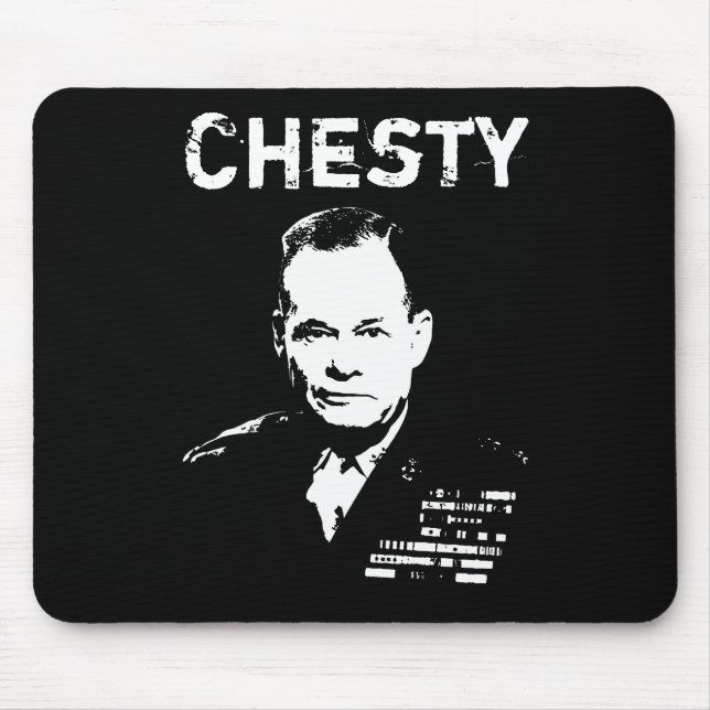 Chesty -- Black and White Mouse Mat (Front)