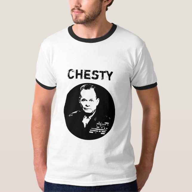 Chesty Puller -- Black and White T-Shirt (Front)