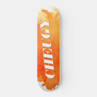 Cheugy Orange Paint Splatter Skateboard