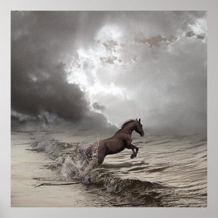 Cheval dans les vagues, Papier poster (mat)