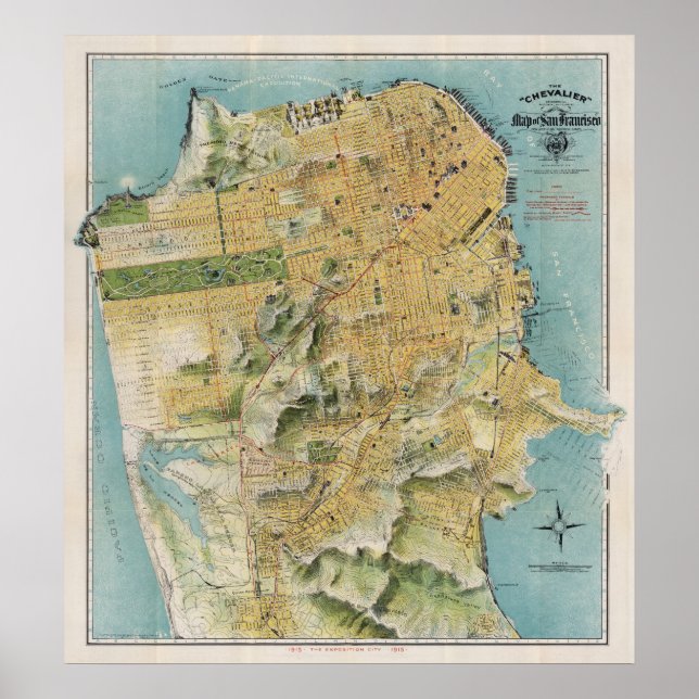 Chevalier's map of San Francisco (1912) Poster (Front)