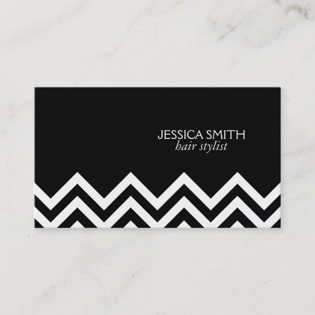 Cheveron Pattern black background Business Card (Front)