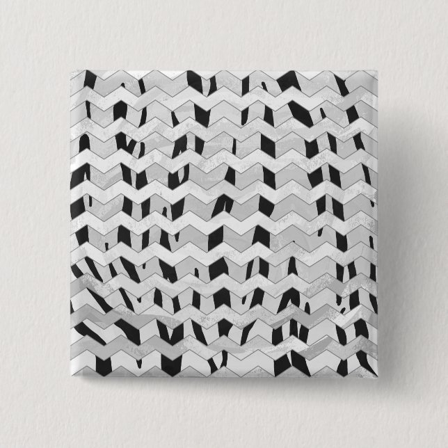 Cheveron Tiger Black and White Print 15 Cm Square Badge (Front)