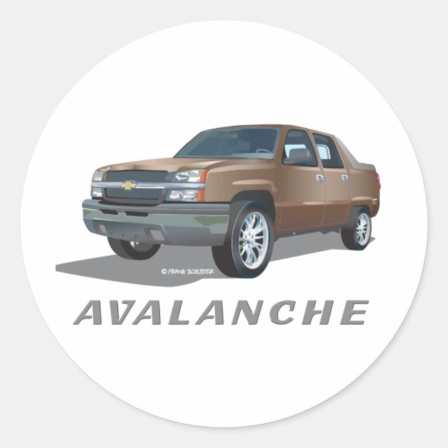 Chevrolet Avalanche Gold Classic Round Sticker (Front)