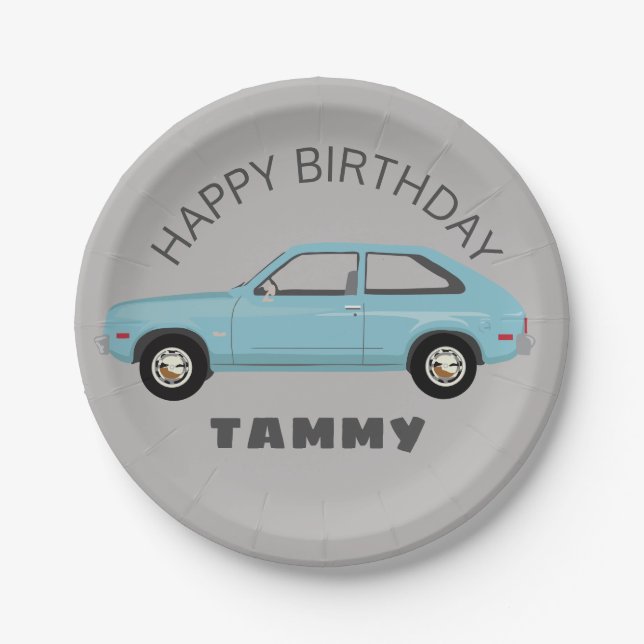 Chevrolet Chevette Vette retro classic car Paper Plate (Front)