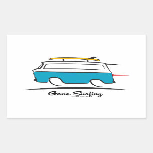 Chevrolet Corvair Greenbrier Gone Surfing Rectangular Sticker