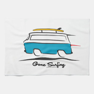 Chevrolet Corvair Greenbrier Gone Surfing Tea Towel