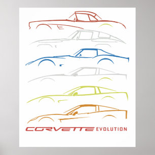 Chevrolet Corvette T-Shirt  Black w 1953-2019 Mode Poster