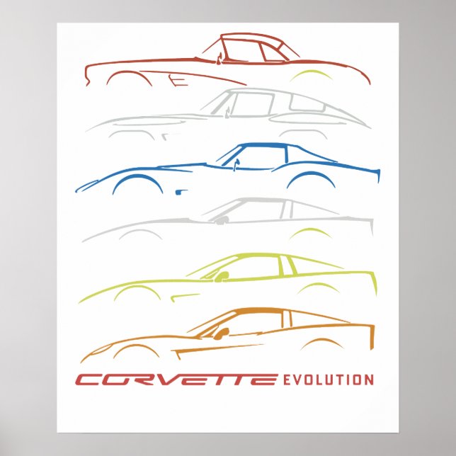 Chevrolet Corvette T-Shirt  Black w 1953-2019 Mode Poster (Front)