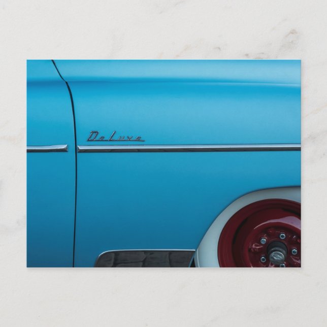 Chevrolet Deluxe Blue Fender Postcard (Front)