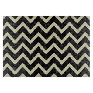 CHEVRON9 BLACK MARBLE & BEIGE LINEN CUTTING BOARD