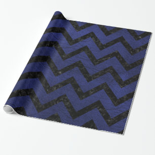 CHEVRON9 BLACK MARBLE & BLUE LEATHER (R) WRAPPING PAPER
