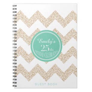 Chevron 25th Birthday Party GuestBook Choose Colou Notebook