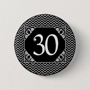 Chevron 30th Birthday 6 Cm Round Badge