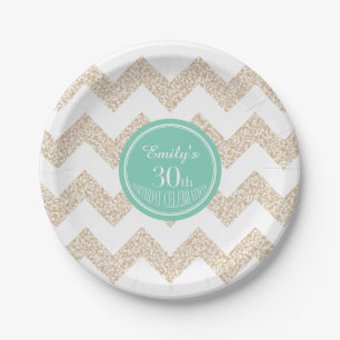Chevron 30th Birthday Paper Plate Choose Colour