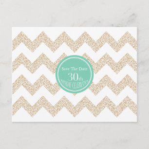 Chevron 30th Birthday Save the Date Choose Colour Announcement Postcard