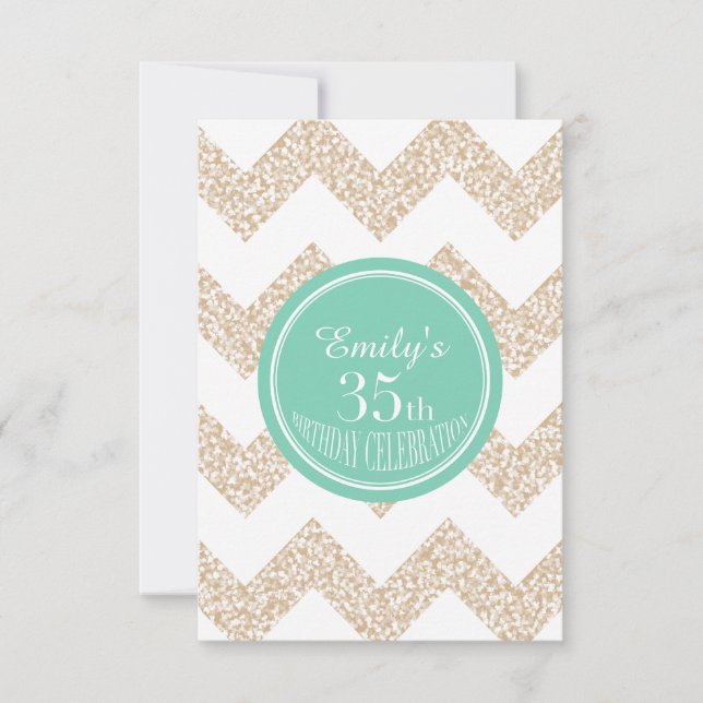 Chevron 35th Birthday Party Choose Colour Flat Car Invitation (Front)