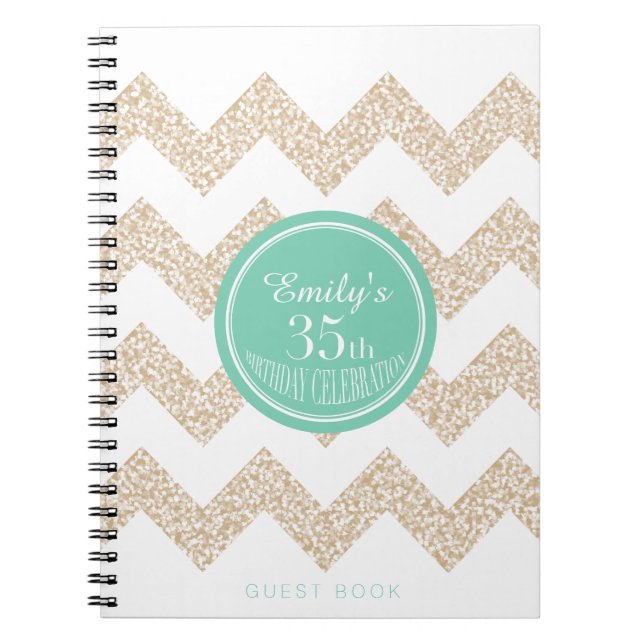 Chevron 35th Birthday Party GuestBook Choose Colou Notebook (Front)