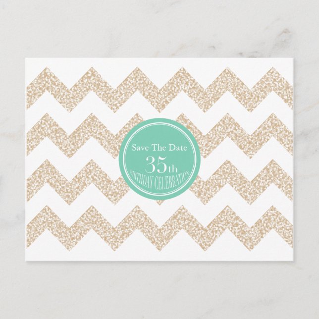 Chevron 35th Birthday Save the Date Choose Colour Announcement Postcard (Front)