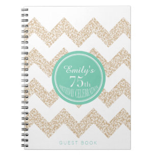 Chevron 75th Birthday Party GuestBook Choose Colou Notebook
